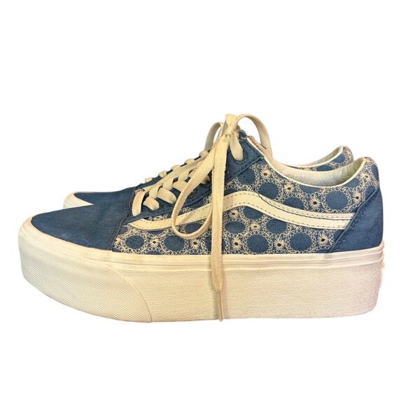 Women's Vans Old Skool Stackform Leopard Blue Sneakers Size 9 - Picture 4 of 10